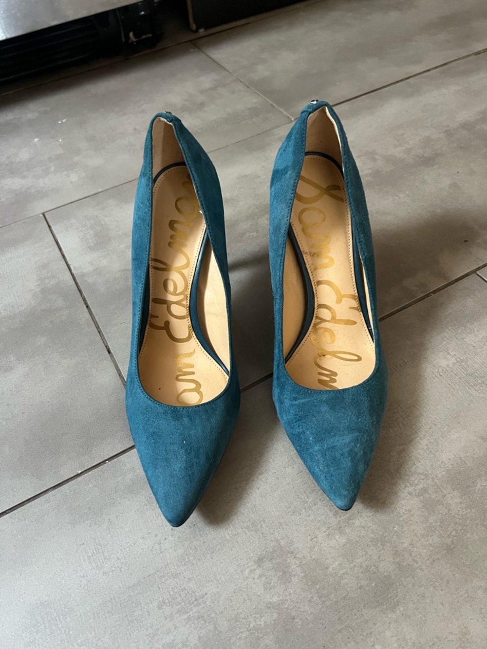 Sam Edelman Teal Suede Pointed Pumps